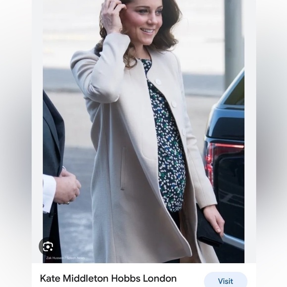 HOBBS LONDON car coat zippered front lined jacket boucle coat grey white size 6 - Picture 16 of 16